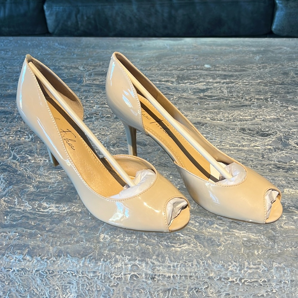 Marc Fisher patent leather peep toe heel